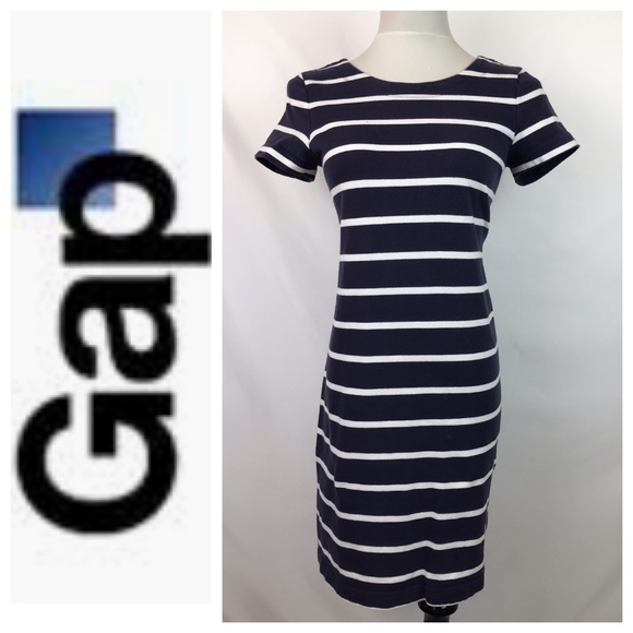 GAP Dresses & Skirts - 🍁🍁 GAP Navy Striped Short Sleeve T Shirt Dress